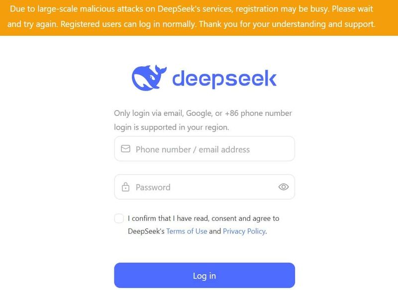 DeepSeek AI asal China yang mengusik pasar saham AS kena serangan siber. Pengguna baru mengalami kesulitan untuk mencoba mendaftar.