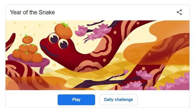 Google Doodle Snake, Spesial Tahun Baru Imlek 2025