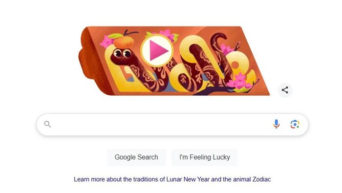 Google Doodle Snake, Spesial Tahun Baru Imlek 2025