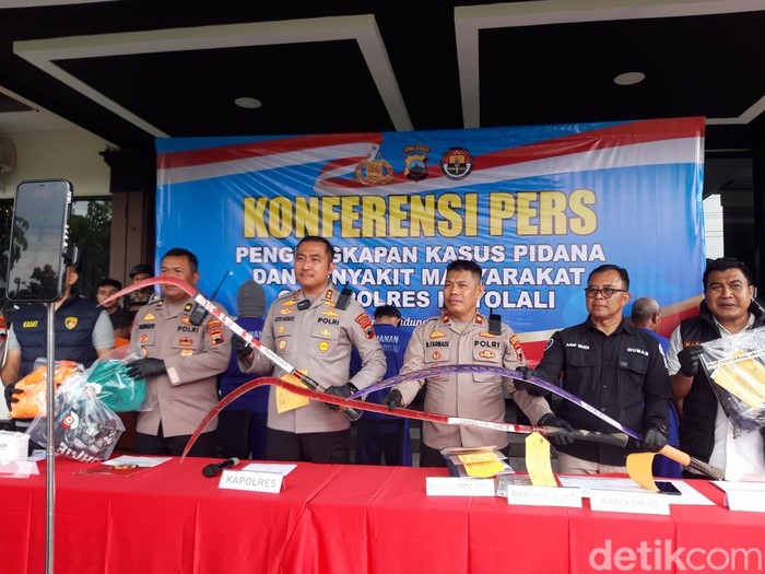 Rilis kasus tawuran di Polres Boyolali, Rabu (29/1/2025).