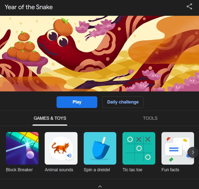 Imlek 2025 bertemakan Tahun Ular Kayu. Untuk memeriahkannya, Google Doodle memungkinkan pengguna untuk bernostalgia bermain game ular.