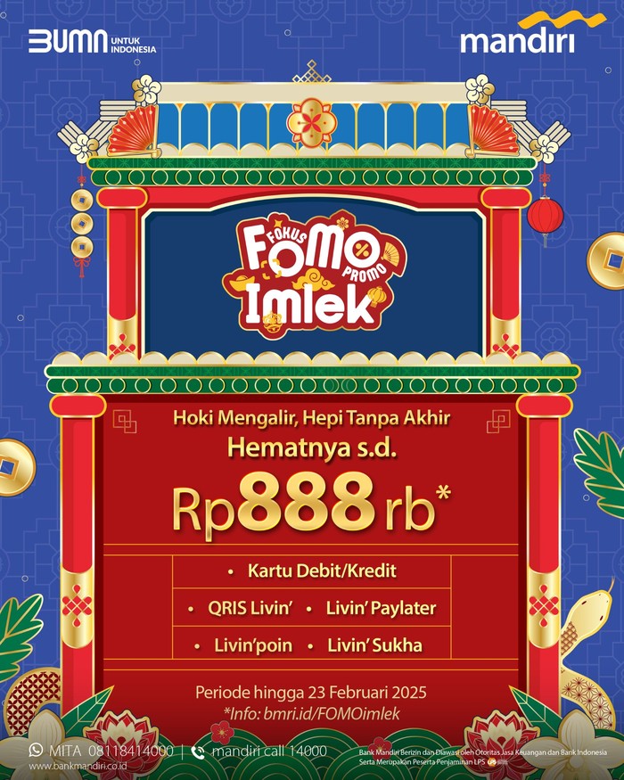 Imlek Lebih Hoki! Rayakan dengan Diskon & Cashback Gede dari Bank Mandiri