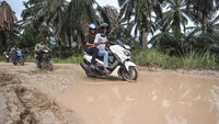 Jalan poros penghubung sejumlah desa di Kecamatan Sungai Bahar dengan kecamatan sekitarnya rusak dan berlubang di sejumlah titik sehingga membahayakan pengendara.  
