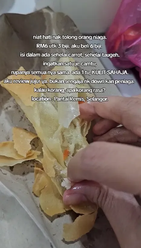 Nyesek! Jajan Lumpia Rp 22 Ribu Isinya Kosong Melompong