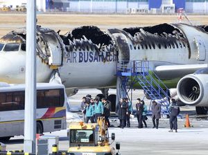 Penampakan Pesawat Air Busan Setelah Terbakar di Bandara Korsel
