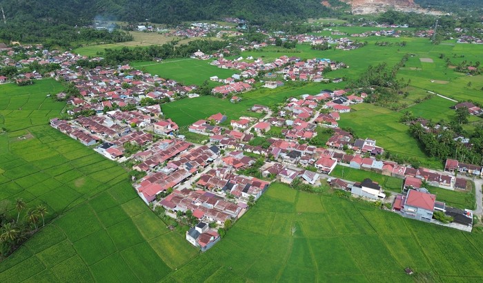 Penyusutan Lahan Pertanian di Padang Petani berjalan di pematang sawah, dekat lokasi pembangunan perumahan di Sungai Sapih, Padang, Sumatera Barat, Kamis (30/1/2025). Data Pemkot Padang luas lahan pertanian di kota itu pada tahun 2023 mencapai 5.216 hektare, menyusut sebanyak 875 hektare pada 2024 menjadi 4.341 karena beralih fungsi menjadi perumahan dan area pembangunan lainnya. ANTARA FOTO/Iggoy el Fitra/rwa.