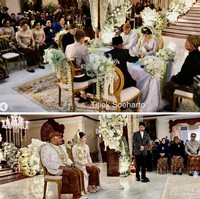 Pernikahan putra Ari Sigit itu tampak dihadiri oleh keluarga dan kerabat dekat saja. Menteri Agama Nasaruddin Umar juga tampak hadir dan turut memberikan doa bagi kedua mempelai. Foto: Instagram/@titieksoeharto