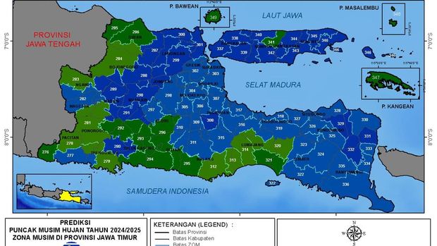Peta Puncak Musim Hujan 2024/2025