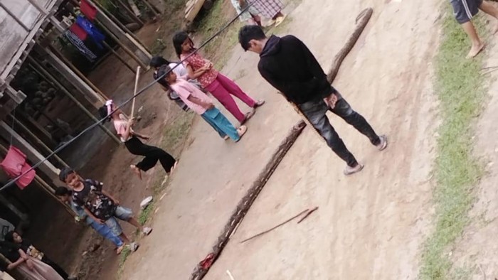 Ular piton dengan panjang 5 meter mati ditebas warga di Polman.