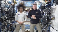 In this image, made from NASA TV, US astronaut Suni Williams works outside the International Space Station during a spacewalk, Thursday, Jan. 30, 2025. (AP Photo/NASA TV)