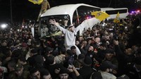 Kepulangan ratusan tahanan Palestina itu disambut meriah. (AP Photo/Mahmoud Illean)
