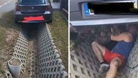 Bingung untuk membersihkan bagian bawah mobil ? parit depan rumah bisa jadi solusinya (Bored Panda)