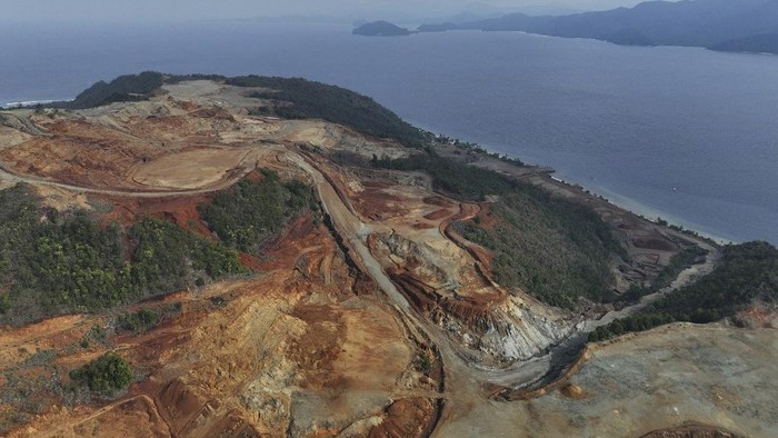 In this photo provided by Auriga Nusantara, deforestation is visible on Gag Island, Indonesia, in the nickel mining area of PT Gag Nikel on Dec. 22, 2024. (Auriga Nusantara via AP)