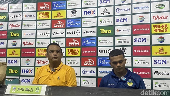 Jumpa pers PSIM Jogja usai mengalahkan Persiraja Aceh di Stadion Mandala Krida, Kota Jogja, Jumat (31/1/2025).