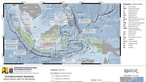 Segmen Megathrust di Indonesia. (Dok. BRIN)