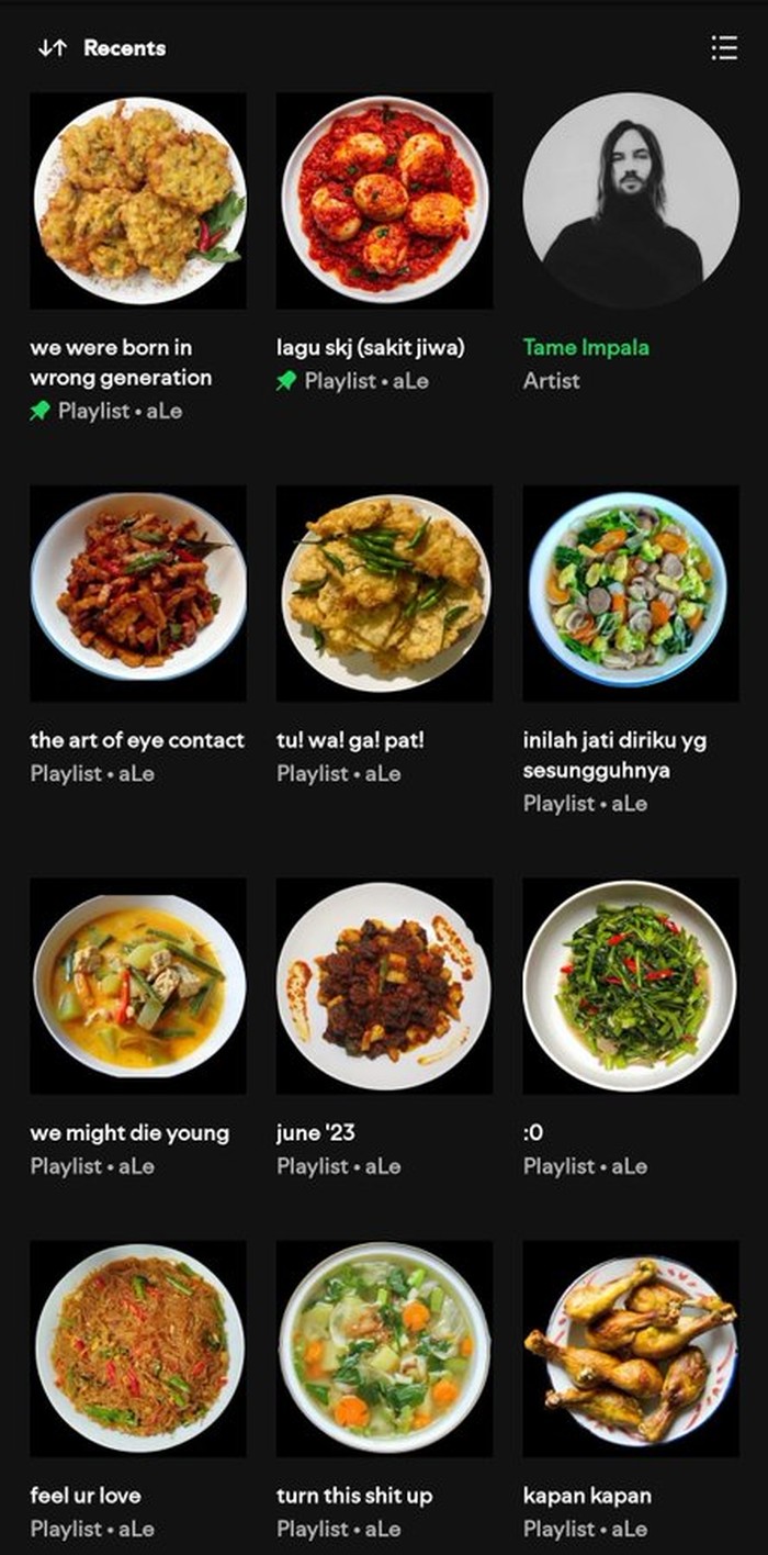 10 Foto Cover Playlist Musik ala Netizen Ini Isinya Makanan Enak