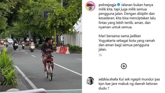 Viral aksi pesepeda gowes mundur di Malioboro Jogja. Foto diunggah Minggu (2/2/2025).