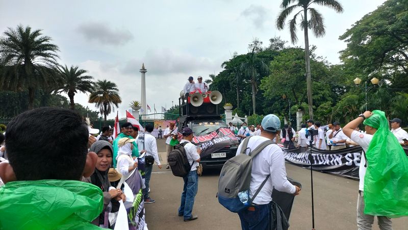 Demo dosen ASN tuntut tukin dicairkan (Maulani/detikcom)