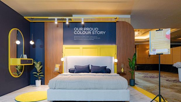 ilustrasi padu padan warna kuning pada ruangan rumah