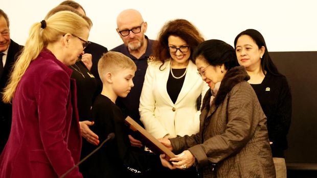 Presiden ke-5 RI Megawati Soekarnoputri di acara Unbroken Kids Alliance di Roma, Italia.