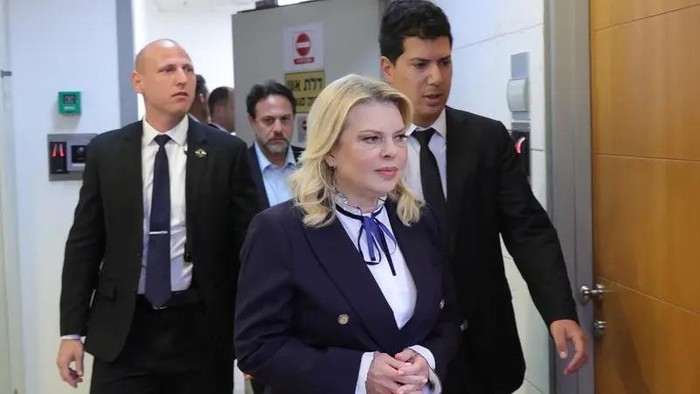 Sara Netanyahu attends a hearing at the Magistrates Court in Rishon Lezion, Israel, 23 January 2023 . (Reuters)
