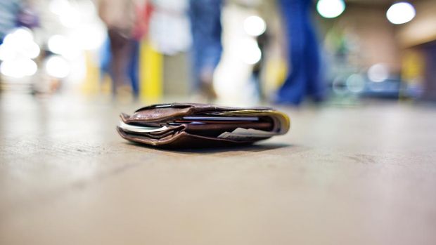 Lost wallet on a ground.
