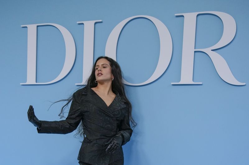 Logo Christian Dior Rosalia arrives for the Dior Spring/ Summer 2025 ready-to-wear collection presented Tuesday, Sept. 24, 2024 in Paris. (AP Photo/Christophe Ena)