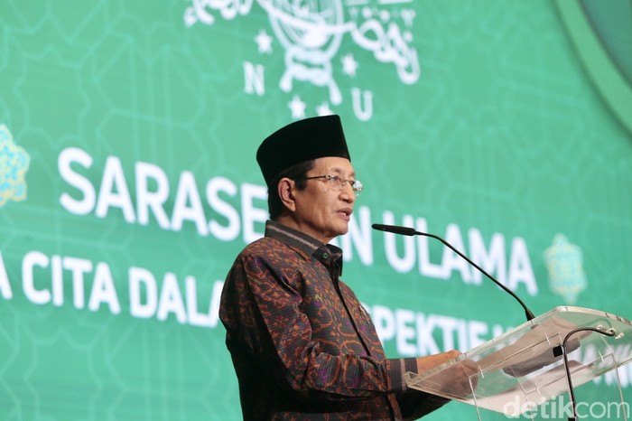 Menteri Agama (Menag) Nasaruddin Umar di acara Sarasehan Ulama, di The Sultan Hotel & Residence Jakarta, Selasa (4/2/2025).