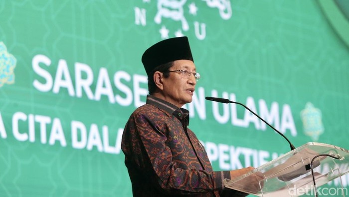 Menteri Agama (Menag) Nasaruddin Umar di acara Sarasehan Ulama, di The Sultan Hotel & Residence Jakarta, Selasa (4/2/2025).