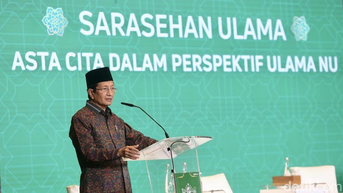 Menteri Agama (Menag) Nasaruddin Umar di acara Sarasehan Ulama, di The Sultan Hotel & Residence Jakarta, Selasa (4/2/2025).