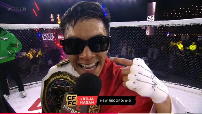 Petarung MMA berdarah Indonesia, Bilal Hasan pertahankan gelar juara dunia divisi flyweight di ajang Cage Fury Fighting Championship (CFFC).
