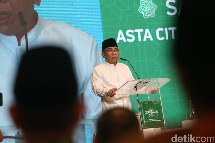 Ketua Umum PBNU, KH Yahya Cholil Staquf, di acara Sarasehan Ulama di The Sultan Hotel & Residence Jakarta, Selasa (4/2/2025)
