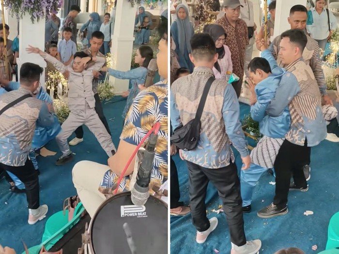 Bapak pengantin dan keponakan dari pengantin wanita tiba-tiba kesurupan saat acara resepsi masih berlangsung. Postingan tersebut langsung viral di TikTok.