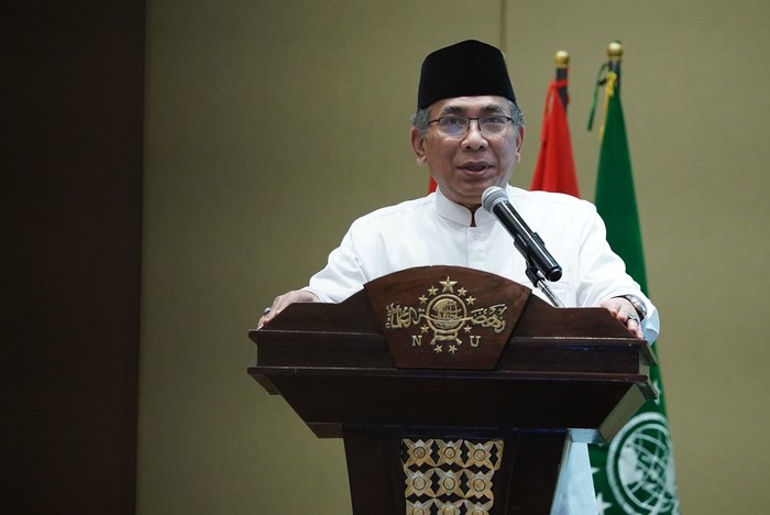 Ketum PBNU, Gus Yahya di acara Munas dan Konbes NU 2025 di Hotel Sultan Jakarta, Rabu (5/2/2025). (Dok. PBNU)