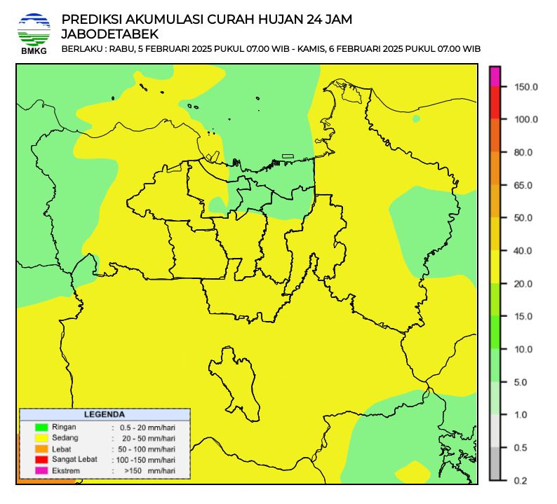 Potensi Hujan Jabodetabek 5-6 Februari 2025. (Dok. BMKG)