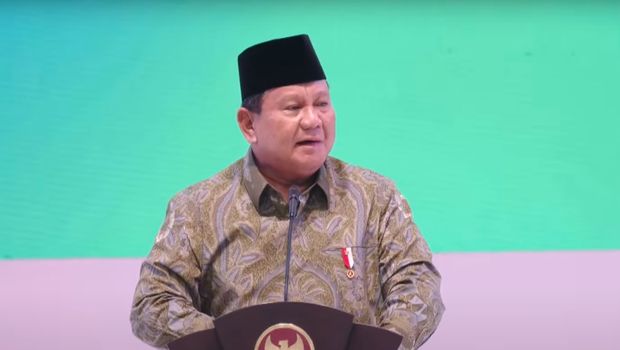 Presiden Prabowo Subianto menyampaikan arahan dalam acara Peringatan Harlah ke-102 NU di Istora Senayan, Jakarta, Rabu (5/2/2025). (YouTube/Sekretariat Presiden)