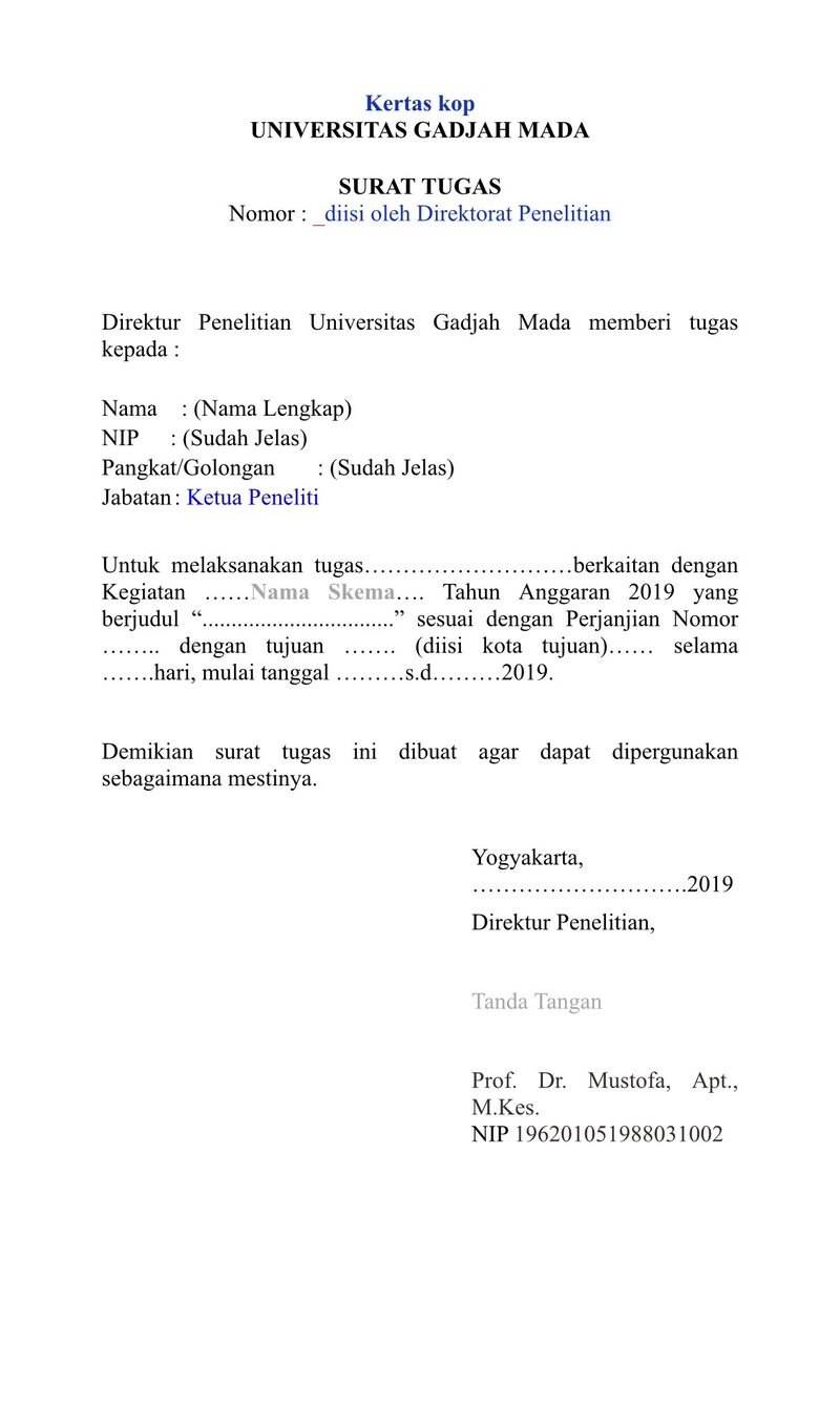 Contoh surat tugas.