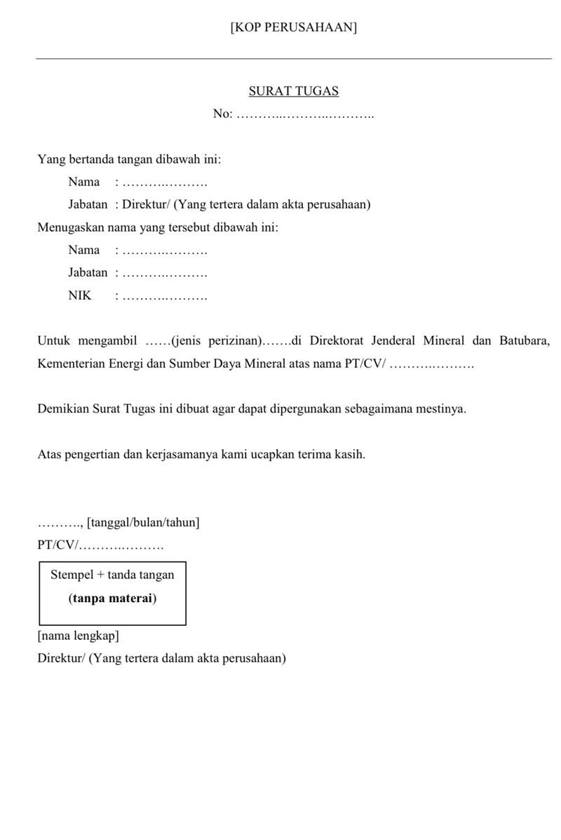 Contoh surat tugas.