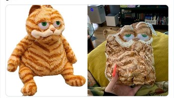 Boneka Garfield saat dikemas vakum bikin kaget. Foto: Boredpanda