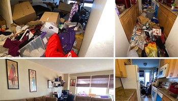 Bersih-bersih rumah ini butuh waktu tiga hari. Akhirnya lantainya terlihat lagi, fyuh. Foto: CleanwithBarbie via Bored Panda