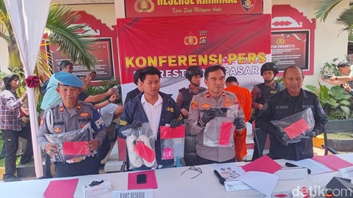 Rilis kasus penculikan anak SD di Polsek Denpasar Selatan, Kamis (6/2/2025).