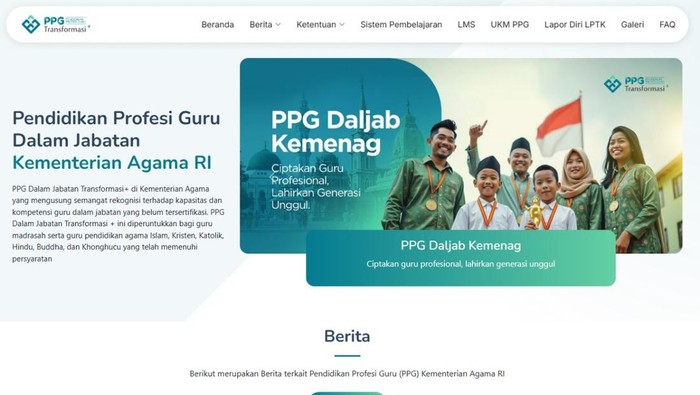 Website pendaftaran PPG Guru Agama 2025