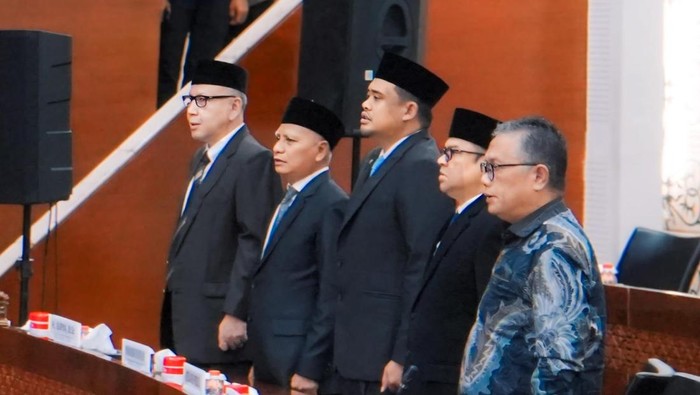Bobby Nasution dan Surya saat hadir di gedung DPRD Sumut (Foto: Diskominfo Medan)