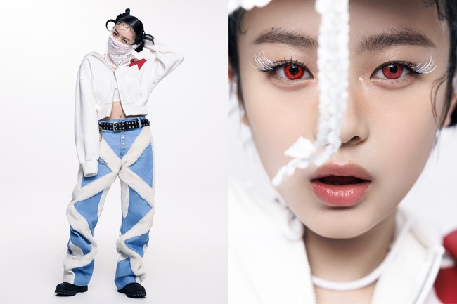 Tak sedikit penggemar yang menduga konsep NewJeans sebagai NJZ tidak jauh dari unsur kelinci. Bermata merah, namun tetap terlihat ‘clean’ dengan busana putih. Foto: dok. Instagram @njz_official