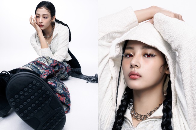 Secara khusus, penggemar menyorot penampilan personel grup KPop NJZ yang kompak memakai soft lens berwarna merah. Riasan matanya terlihat semakin standout dengan eyelash extension berwarna putih. Foto: dok. Instagram @njz_official