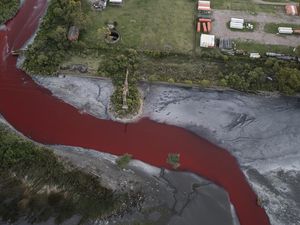 Video: Merah Darah Air Sungai di Argentina