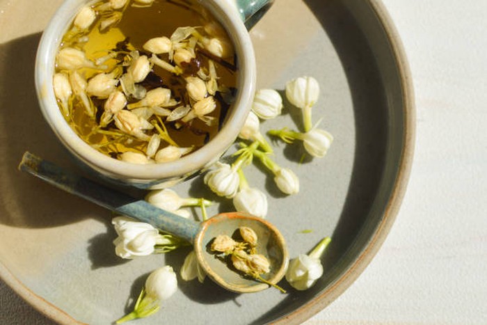 Herb tea, dried jasmine bud, jasmine tea, floral tea, natural remedy