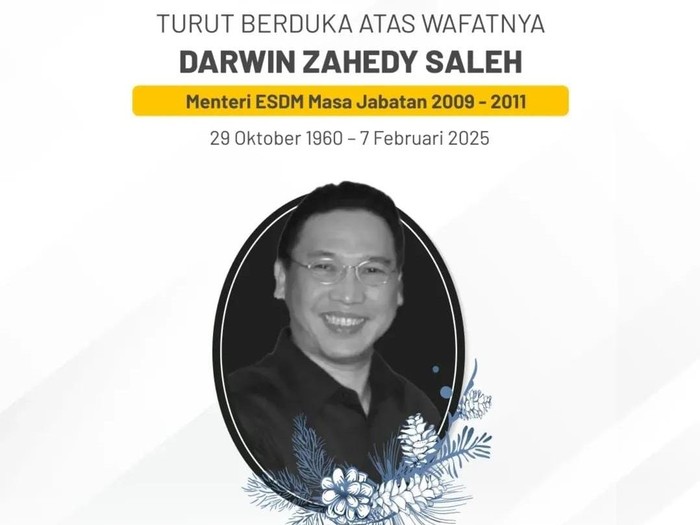 mantan Menteri ESDM Darwin Saleh meninggal dunia