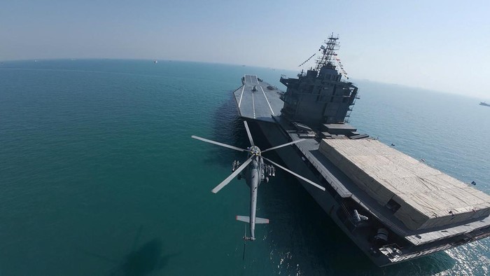 Iran's first drone-carrier warship is seen in southern Iran, in this handout image obtained on February 6, 2025. IRGC/WANA (West Asia News Agency)/Handout via REUTERS ATTENTION EDITORS - THIS PICTURE WAS PROVIDED BY A THIRD PARTY.
