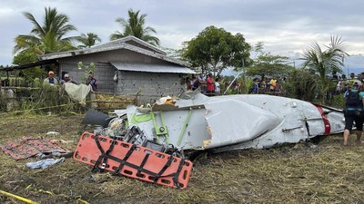 Penampakan Pesawat Kontrak Militer AS yang Jatuh di Filipina